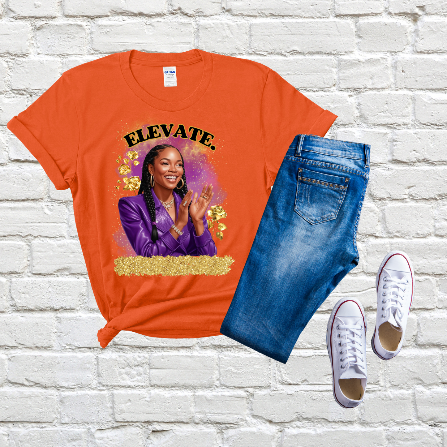 Elevate" Gildan Unisex T-Shirt – Empowering Black Beauty Softstyle T-Shirt