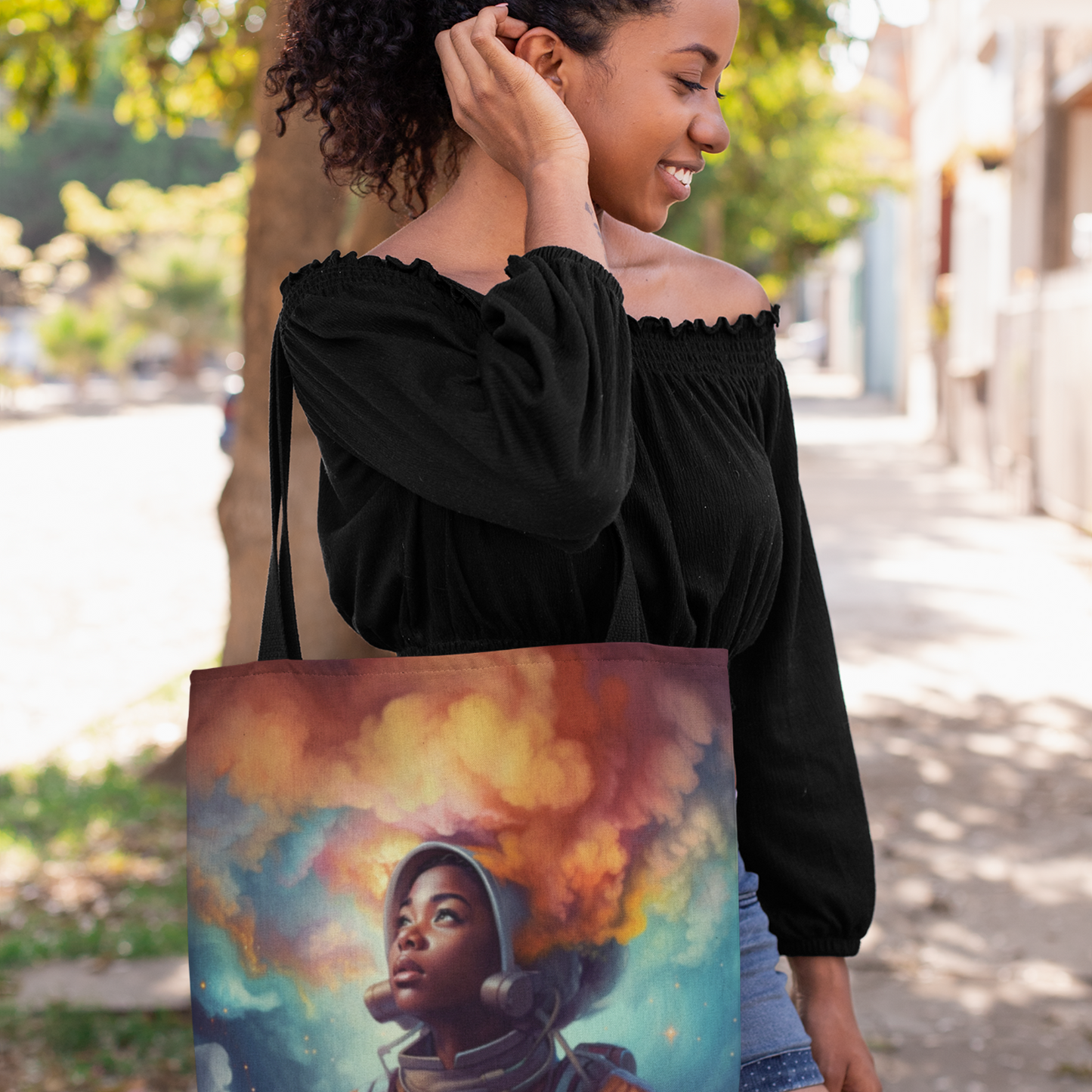 Cosmic Dreamer Tote Bag - Inspirational Space Art for Dreamers and Explorers