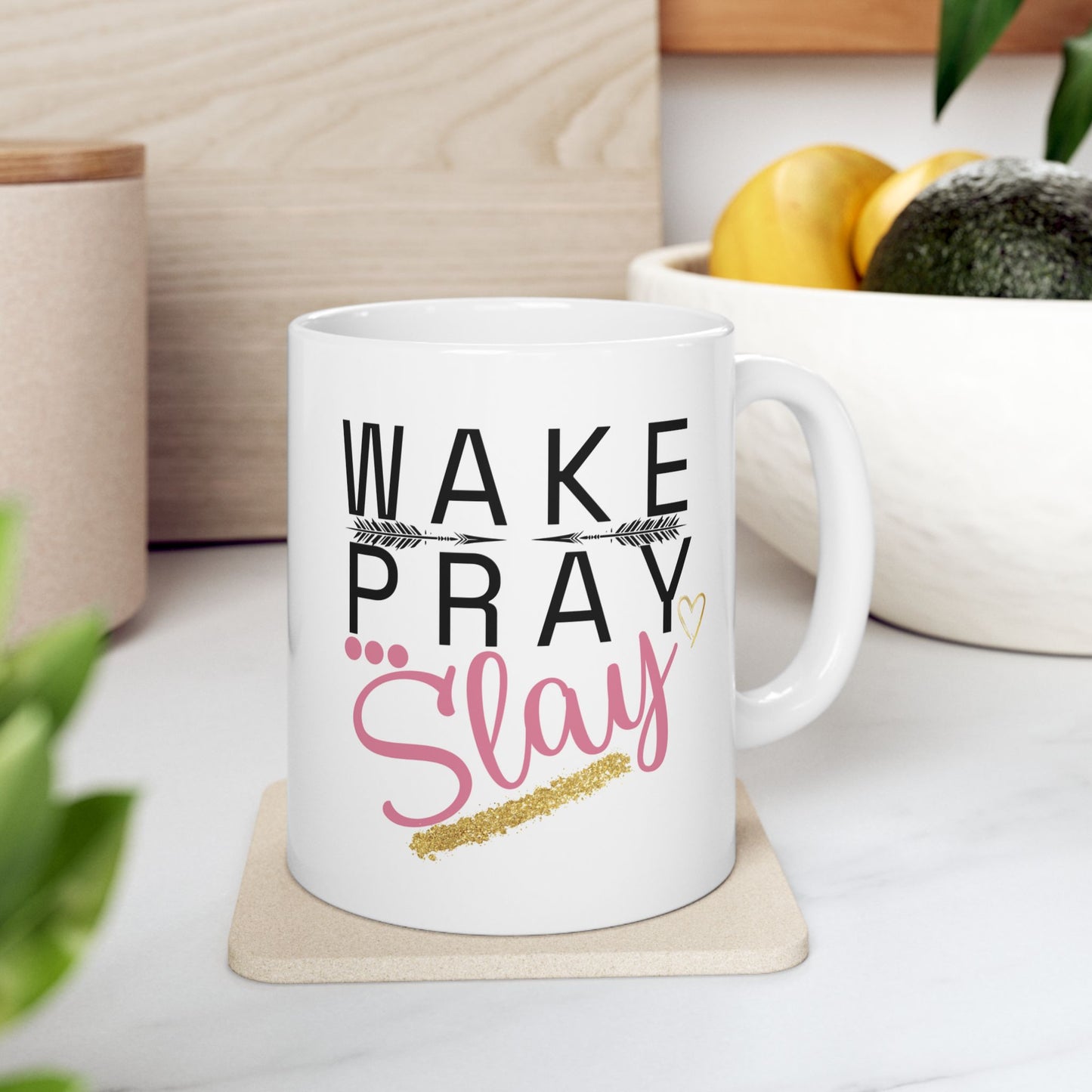 Wake Pray Slay Inspirational Ceramic Mug - Perfect Gift for Motivational Moments