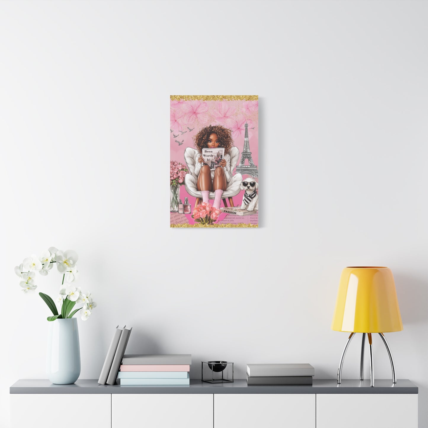 Fashion Paris Pink Wall Art, Matte Canvas, Stretched, 1.25"