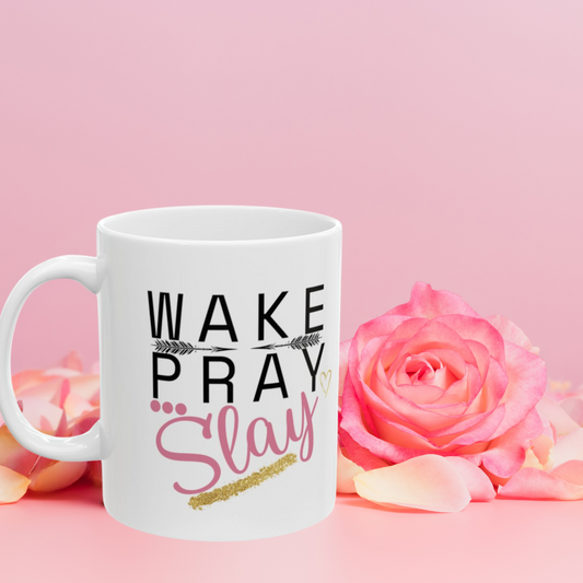 Wake Pray Slay Inspirational Ceramic Mug - Perfect Gift for Motivational Moments