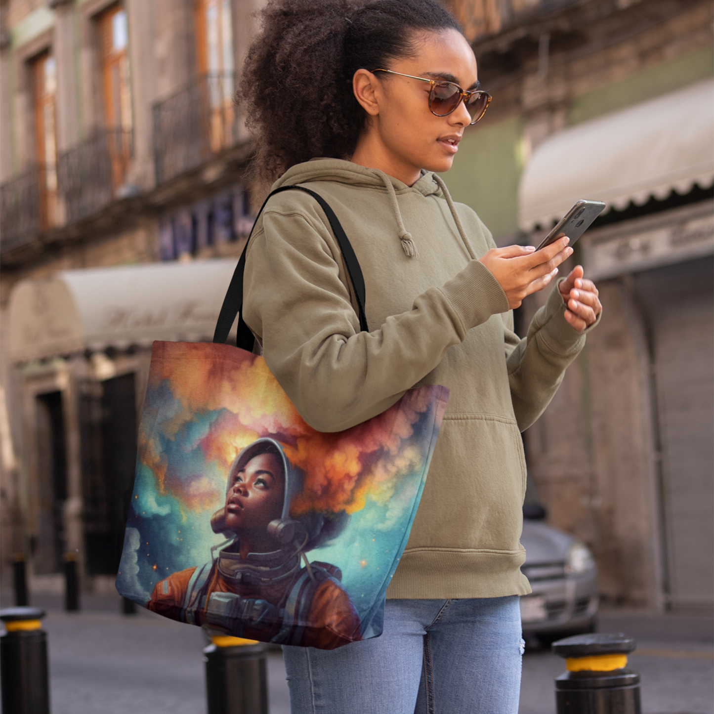 Cosmic Dreamer Tote Bag - Inspirational Space Art for Dreamers and Explorers