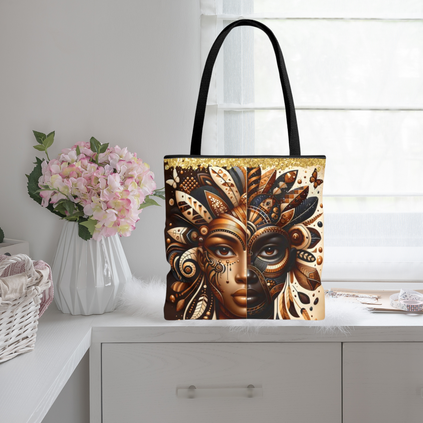 Tribal Art Tote Bag – Golden Goddess Design